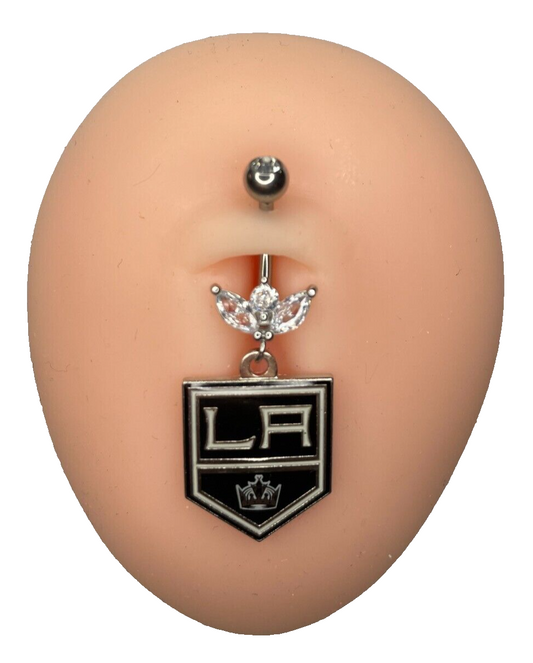 Los Angeles Kings Steel Ring Marquise CZ Sprout Belly Piercing Hypoallergenic