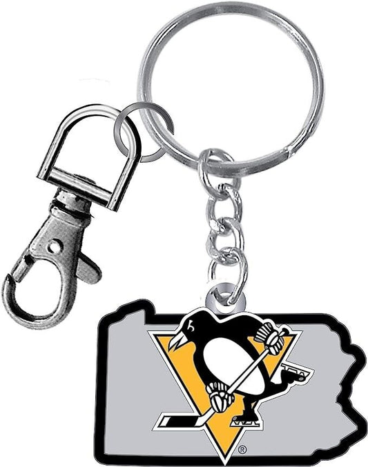 Pittsburgh Penguins State Design Heavyweight Metal Keychain Keyrings