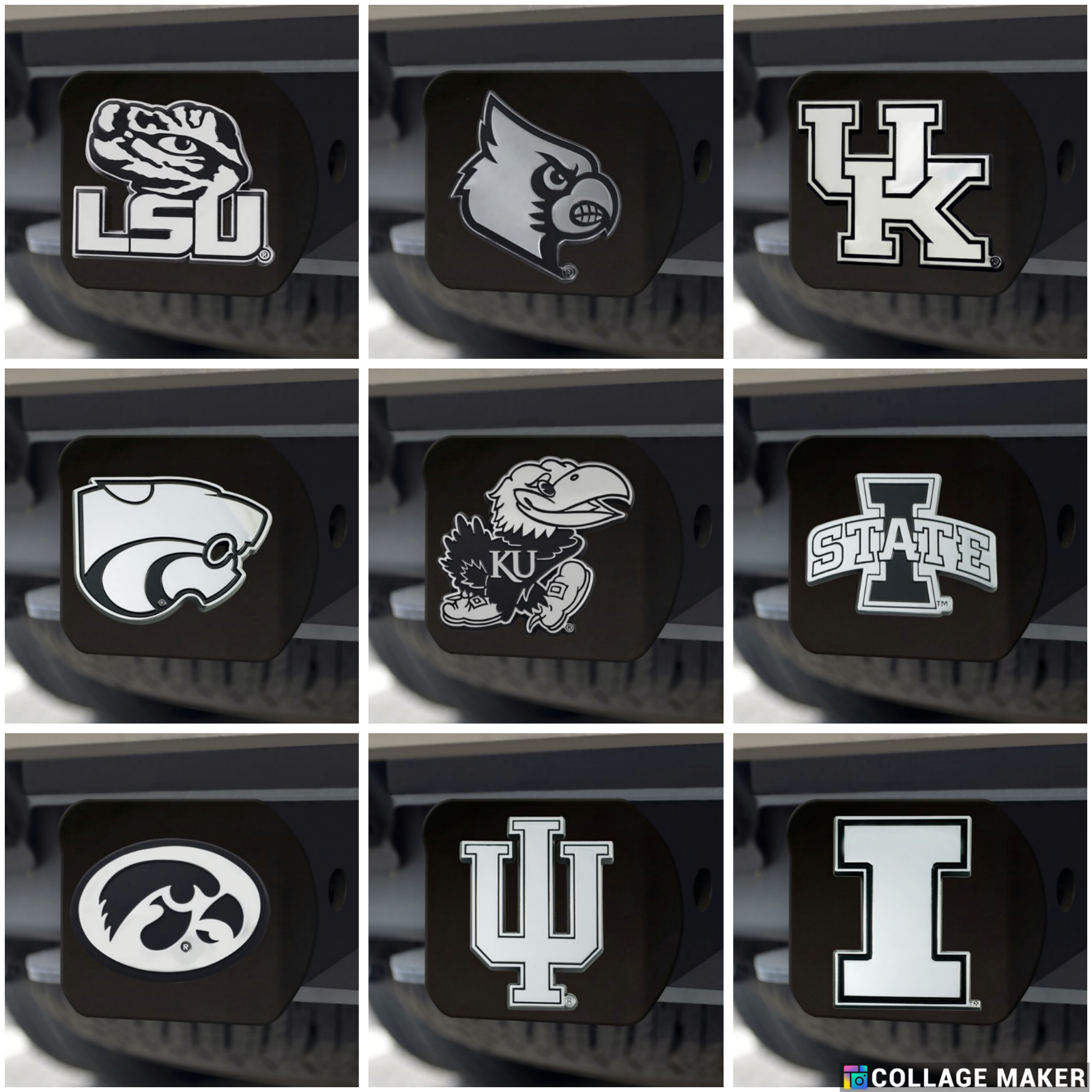 NCAA Hitch Covers - Heavy Duty Black - 3.4" x 4" - PICK YOUR TEAM