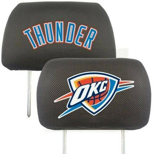 Set of 2  Oklahoma City Thunder Embroidered Headrest Covers  Mesh  Two Sided