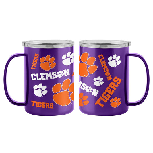 Clemson Tigers 15oz Sticker Ultra Mug  Stainless Steel  Insulated  Hot&Cold