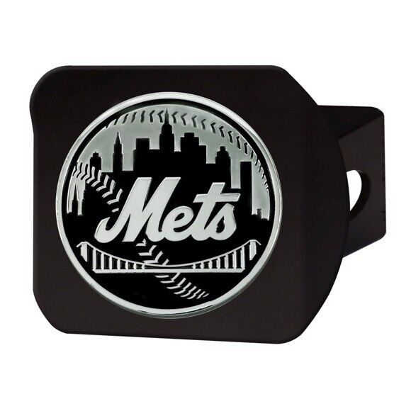 New York Mets Hitch Cover - Heavy Duty Black - 3.4" x 4"