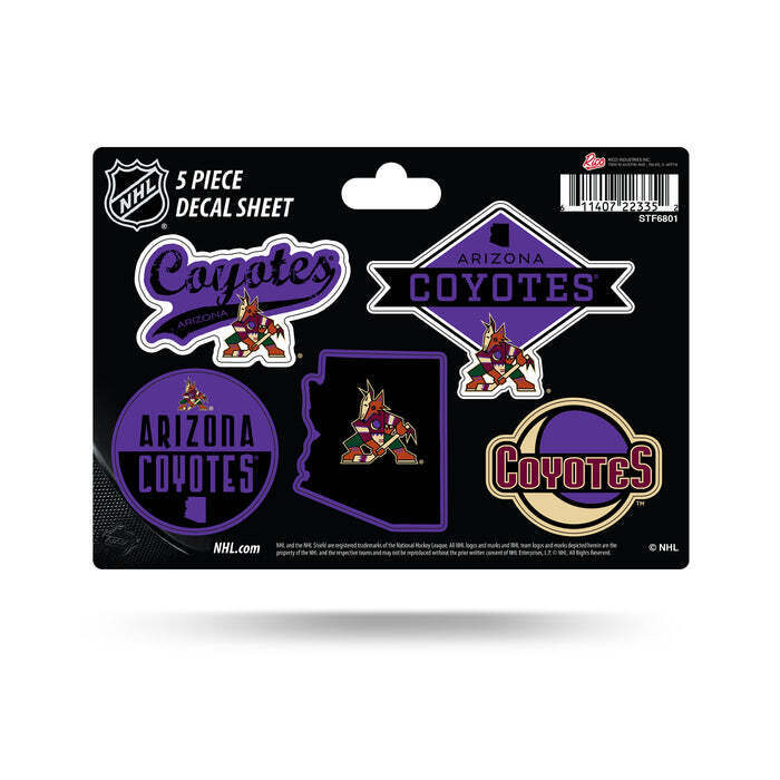 Set of 2 - Arizona Coyotes  NHL 5-Pc Sticker Sheet