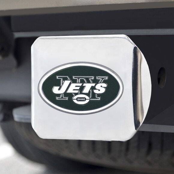 New York Jets Hitch Cover  Color on Chrome 3.4"x4"  3D Molded Design  Made of Me