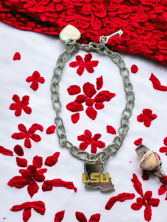 LSU Tigers State Design Bracelets - Stainless Steel&Nickel Free