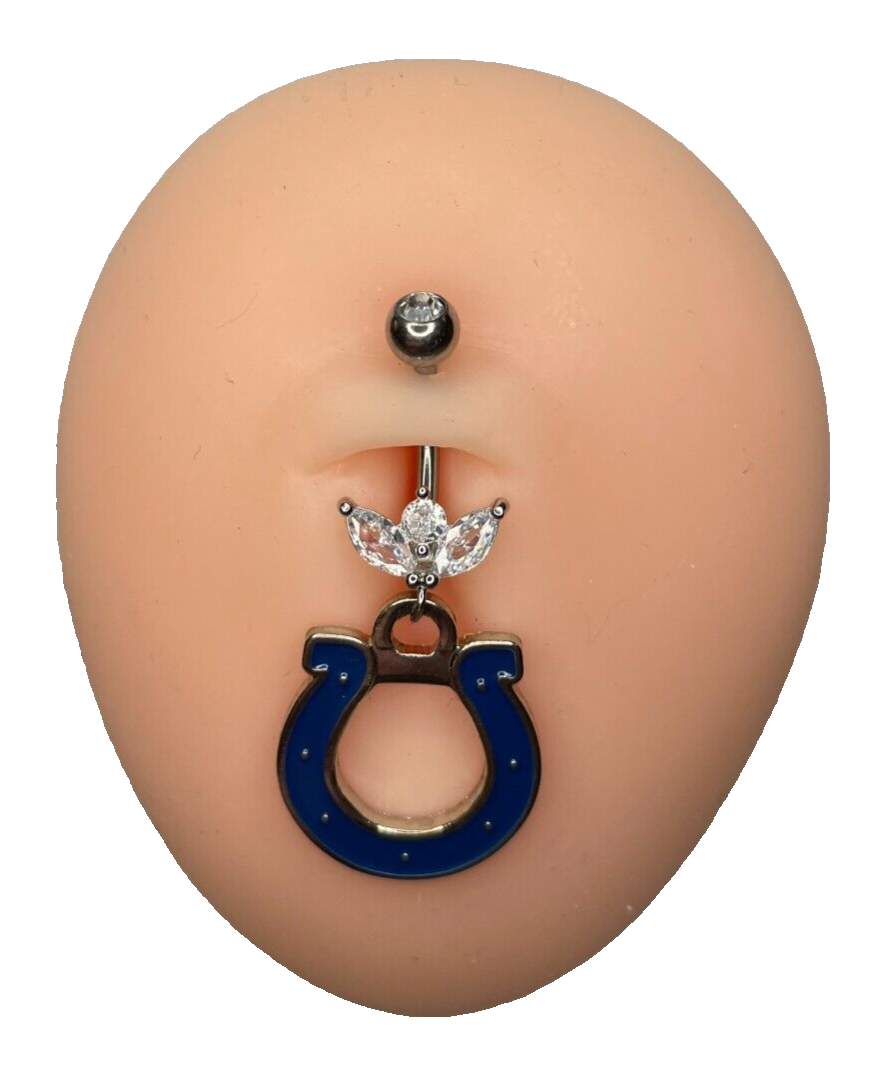 Indianapolis Colts Steel Ring Marquise CZ Sprout Belly Piercing  Hypoallergenic