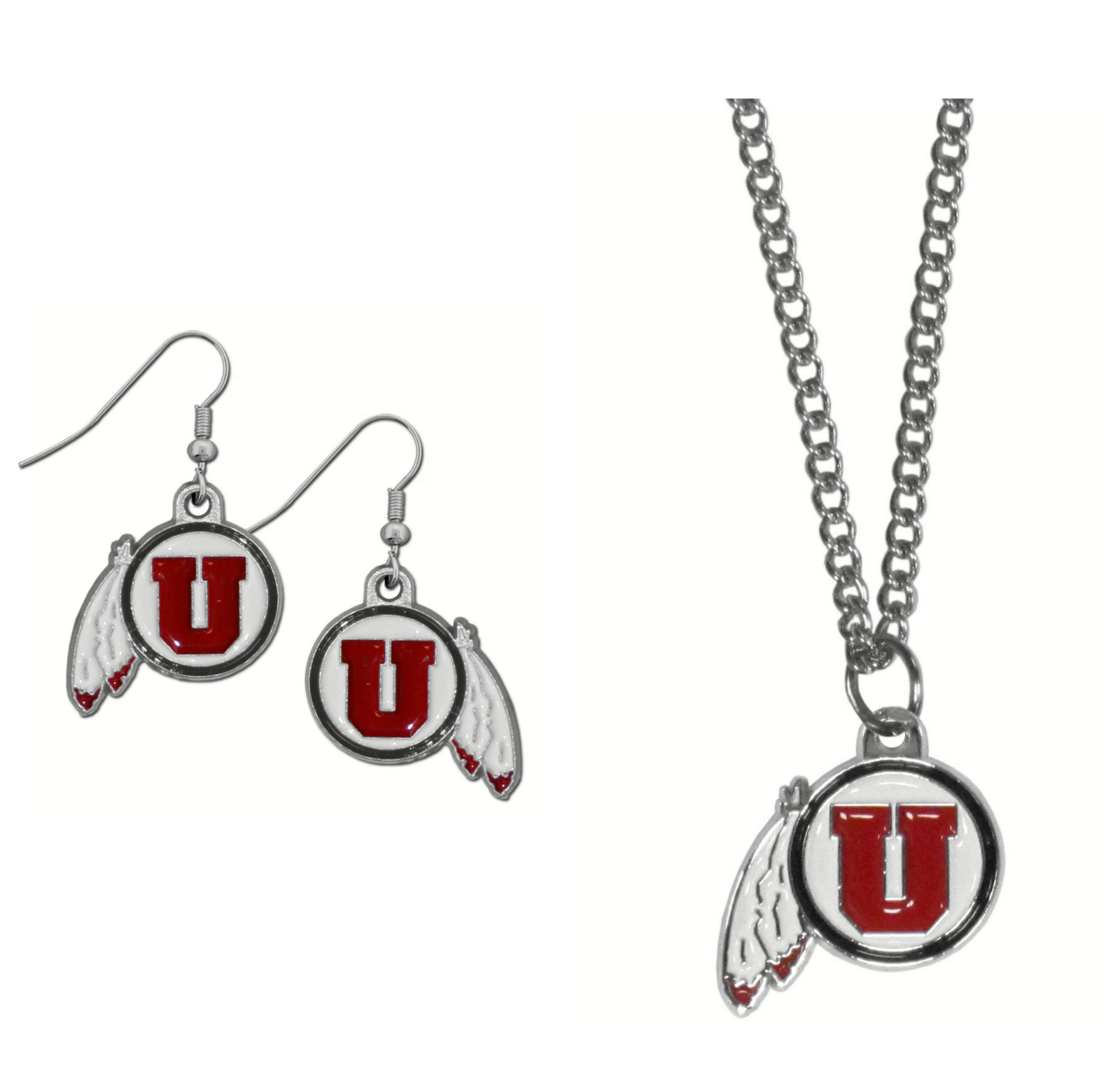 Utah Utes Dangle Earrings & Necklace Set