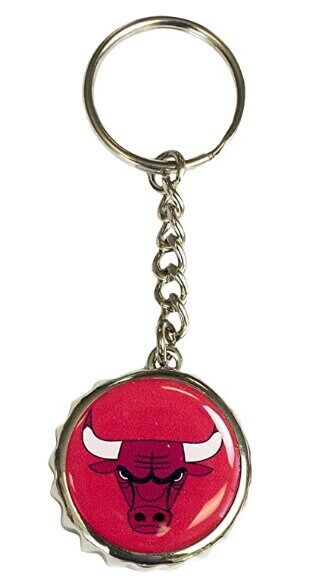 Chicago Bulls Bottle Cap Metal Keychain with Bottle Opener