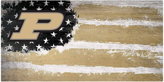 Purdue Boilermakers "Flag Themed" Wood Signs 6"x12"