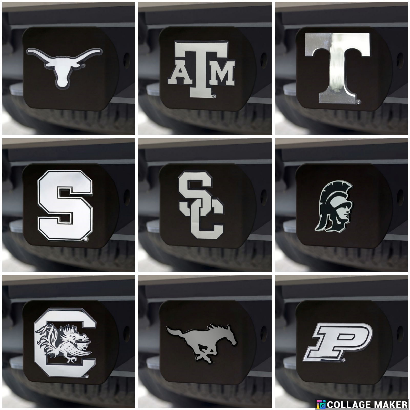 NCAA Hitch Covers - Heavy Duty Black - 3.4" x 4" - PICK YOUR TEAM