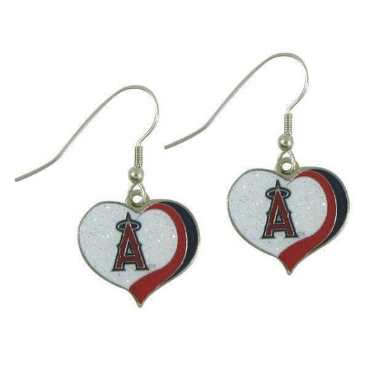 Los Angeles Angels Glitter Sparkle Heart Earrings  Nickel Free