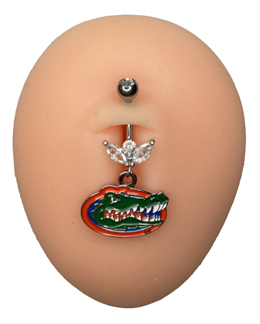 Florida Gators Steel Ring Marquise CZ Sprout Belly Piercing Hypoallergenic