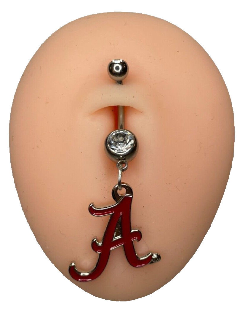 Alabama Crimson Tide Double Gem Surgical Steel Navel Ring Belly Piercing