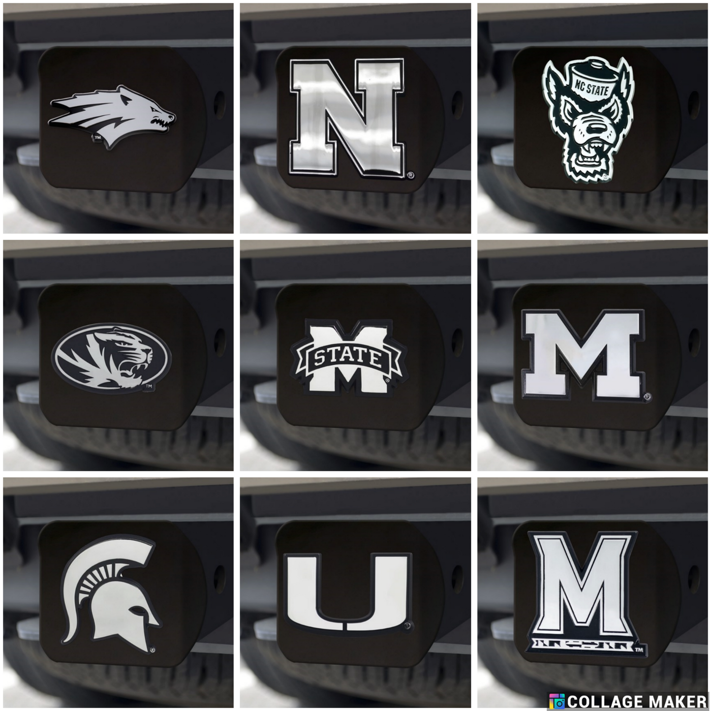 NCAA Hitch Covers - Heavy Duty Black - 3.4" x 4" - PICK YOUR TEAM