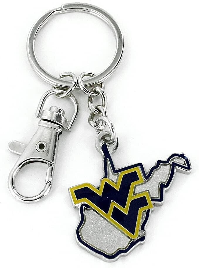 West Virginia Mountaineers State Design Heavyweight Metal Keychain Keyring