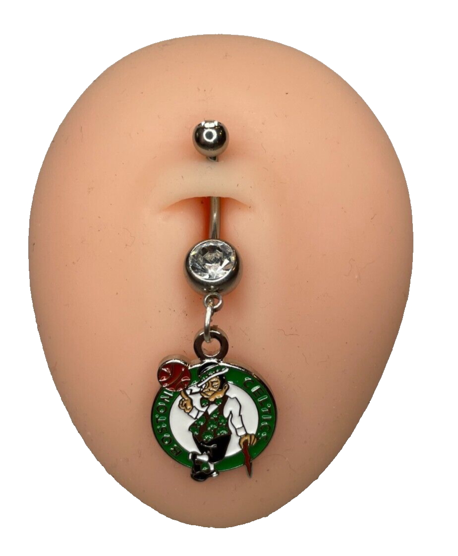 Boston Celtics Double Gem Surgical Steel Navel Ring Belly Piercing