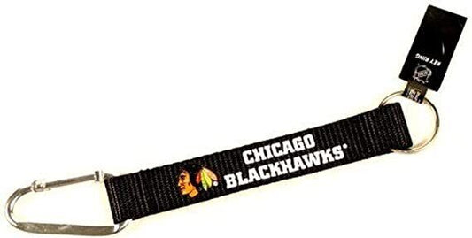 CHICAGO BLACKHAWKS (BLACK) CARABINER LANYARD KEYCHAIN