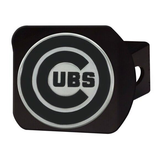 Chicago Cubs Hitch Cover - Heavy Duty Black - 3.4" x 4"