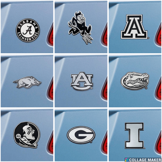 NCAA CHROME METAL AUTO EMBLEMS - 3" X 3" - PICK YOUR TEAM