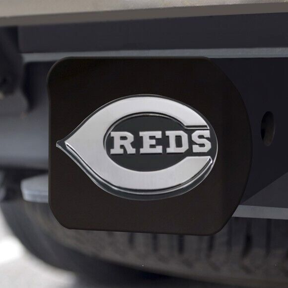 Cincinnati Reds Hitch Cover - Heavy Duty Black - 3.4" x 4"