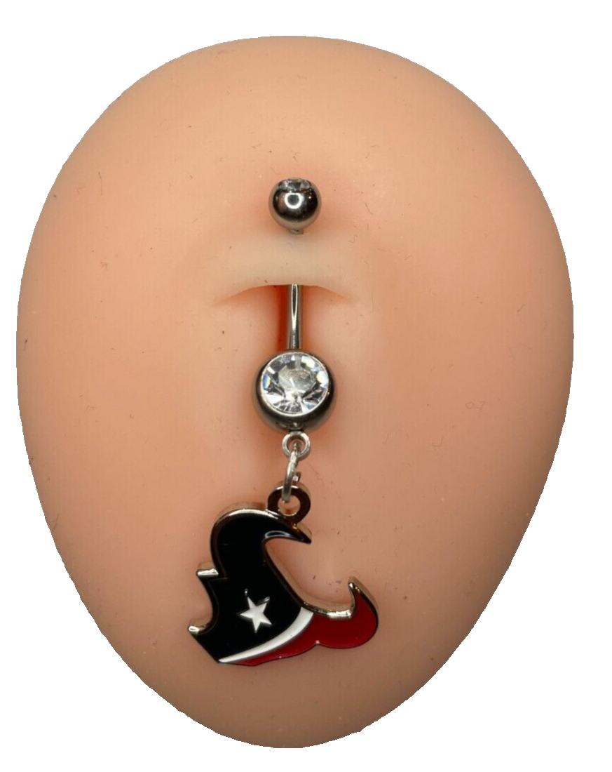 Houston Texans Double Gem Surgical Steel Navel Belly Ring Piercing