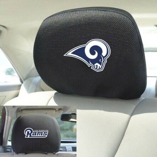 Set of 2  Los Angeles Rams Embroidered Headrest Covers  Mesh  Two Sided