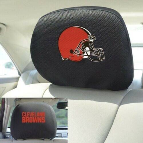 Set of 2  Cleveland Browns Embroidered Headrest Covers  Mesh  Two Sided