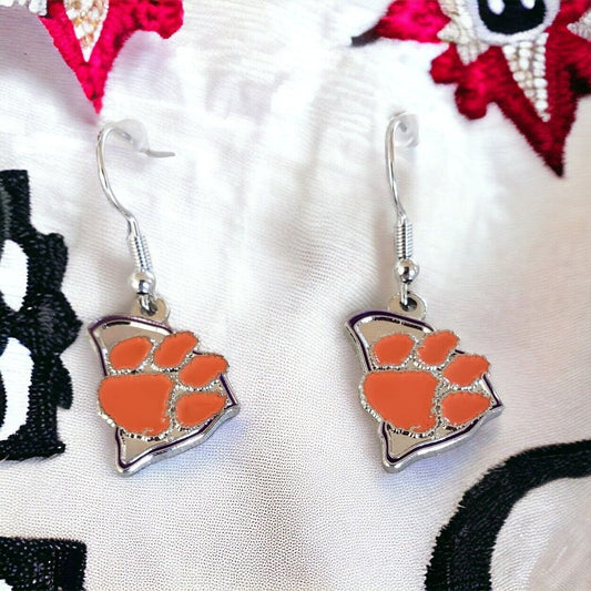 Clemson Tigers State Design Dangle Earrings  Nickel Free