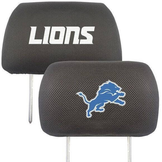 Set of 2  Detroit Lions Embroidered Headrest Covers  Mesh  Two Sided