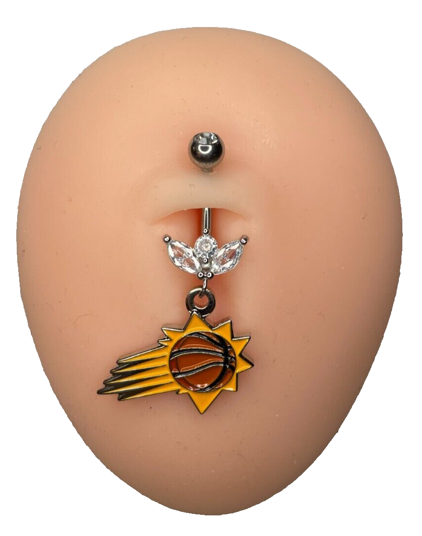 Phoenix Suns Steel Ring w/ Marquise CZ Sprout Belly Piercing Hypoallergenic