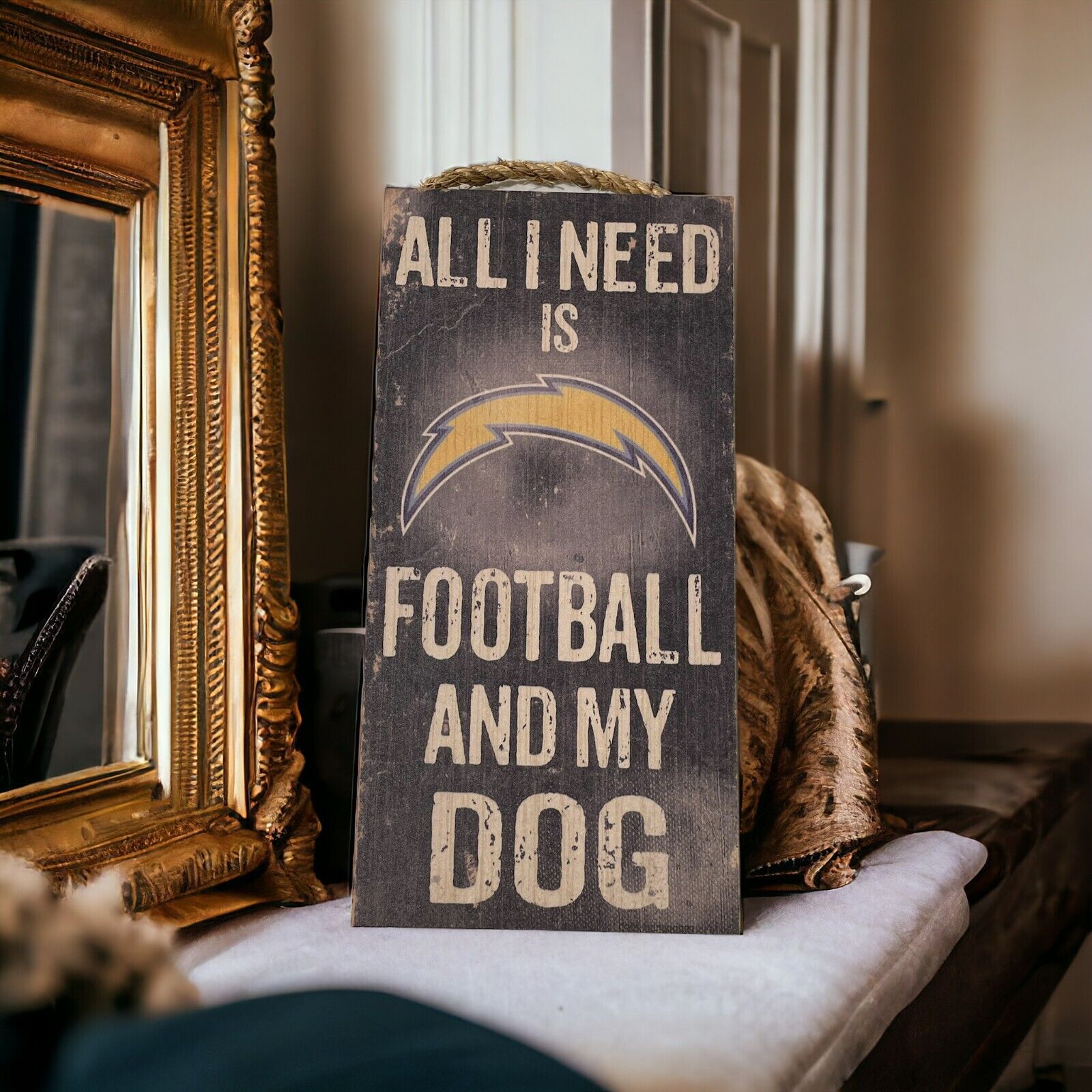 Los Angeles Chargers "All I Need" Wood Signs 6"x12"