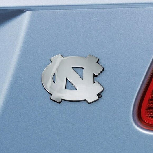 NORTH CAROLINA TAR HEELS - CHROME AUTO EMBLEM - 3" X 3"