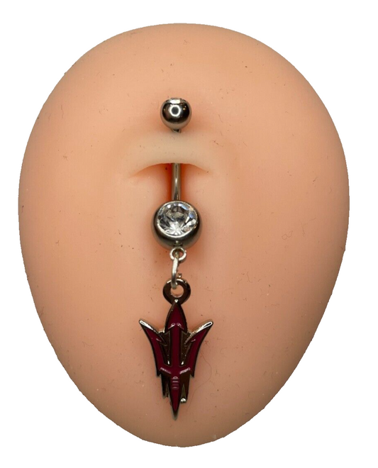 Arizona State Sun Devils Double Gem Surgical Steel Navel Belly Piercing