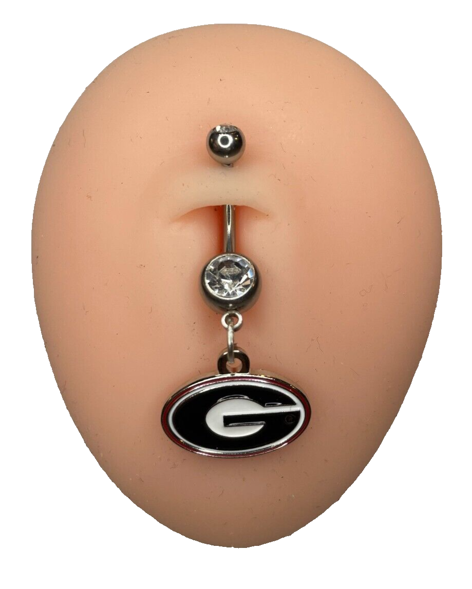 Georgia Bulldogs Double Gem Surgical Steel Navel Belly Piercing