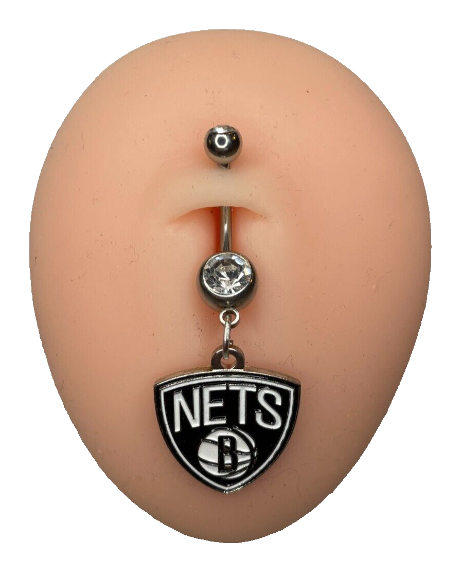 Brooklyn Nets Double Gem Surgical Steel Navel Ring Belly Piercing