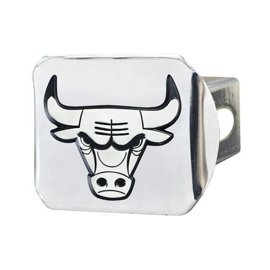 Chicago Bulls Hitch Cover - Heavy Duty Chrome  - 3.4" x 4"