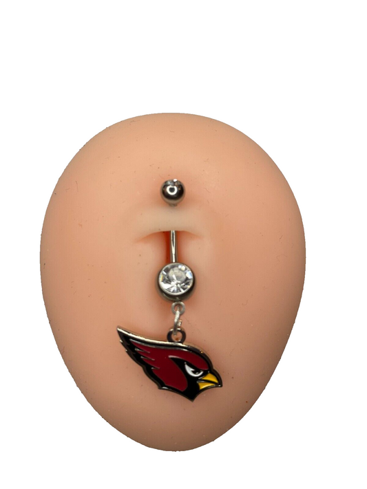 Arizona Cardinals Double Fit Gem  Surgical Steel Navel Belly Ring Piercing