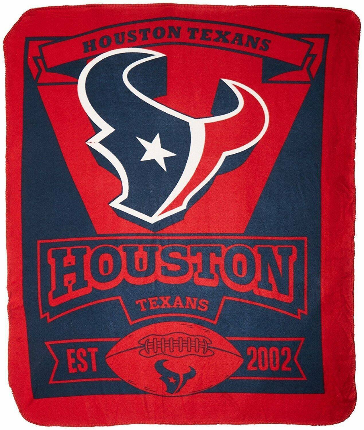 Houston Texans Fleece Throw Blankets 50"x60" Whip Stitched