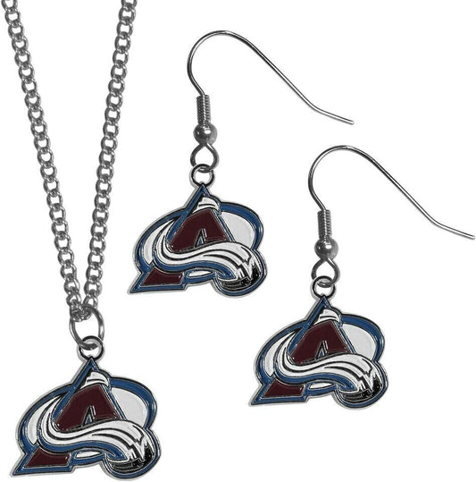 Colorado Avalanche Dangle Earrings & Necklace Set