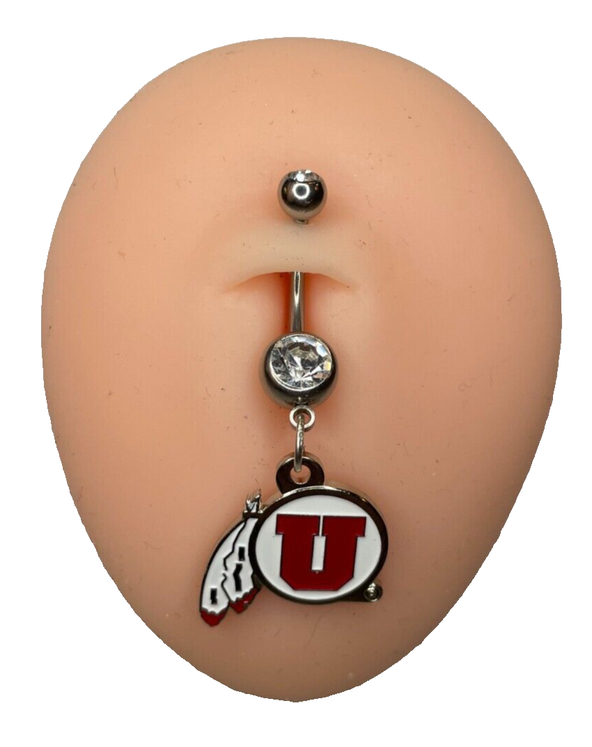 Utah Utes Double Gem Surgical Steel Navel Belly Piercing