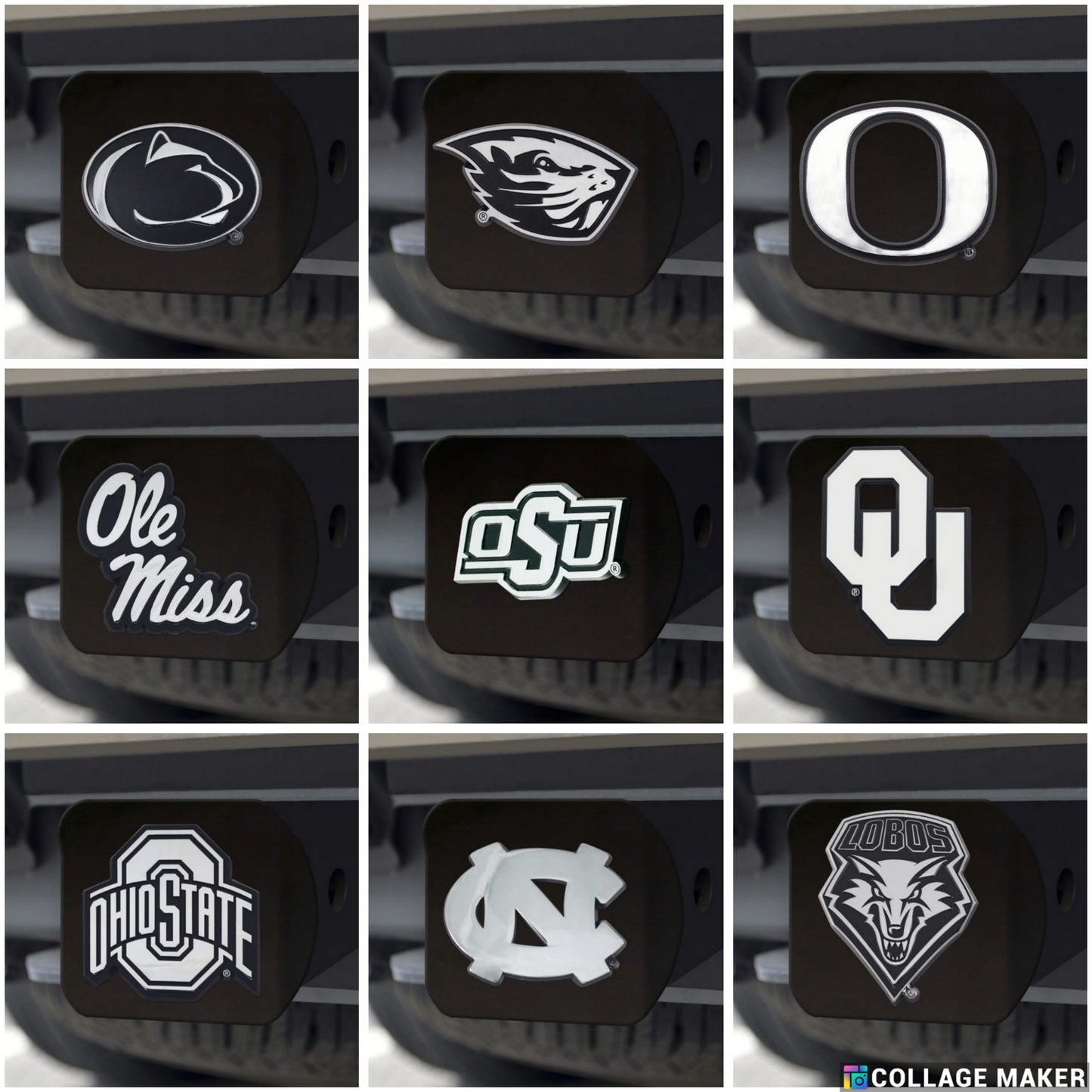 NCAA Hitch Covers - Heavy Duty Black - 3.4" x 4" - PICK YOUR TEAM