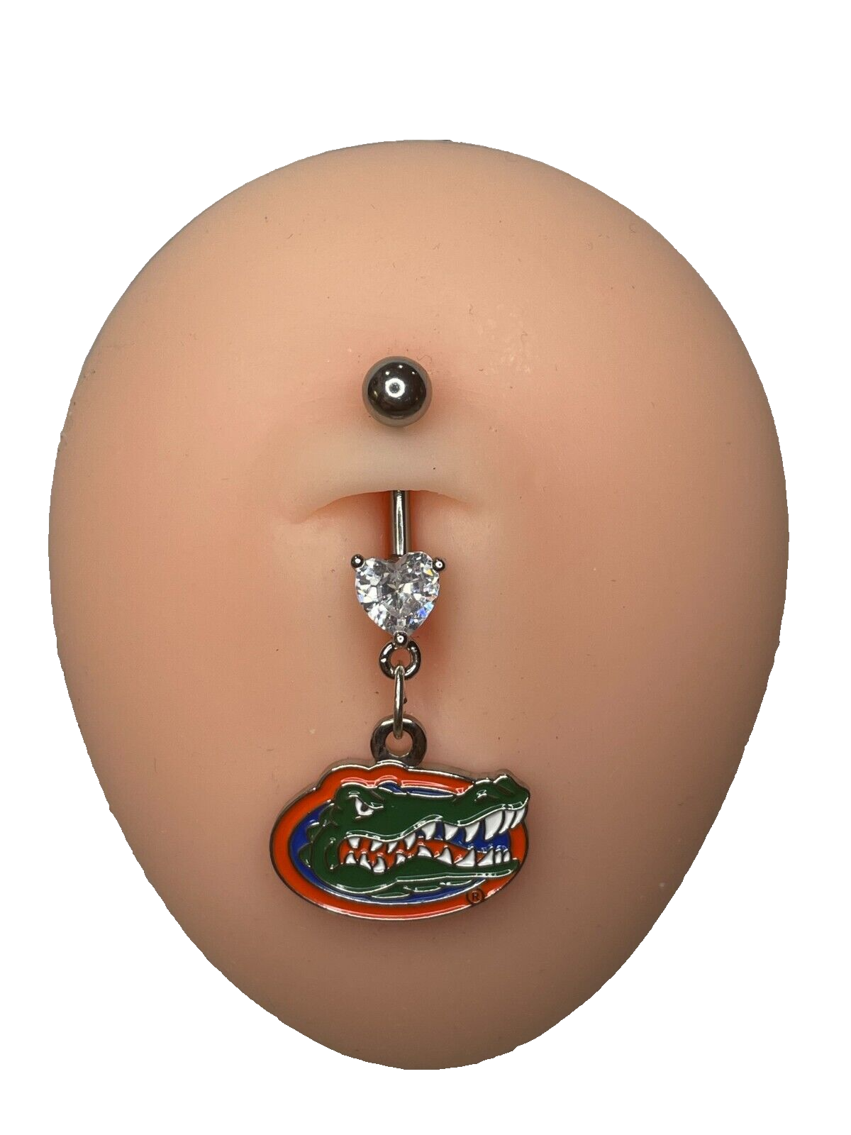 Florida Gators Heart Navel CZ Ring Belly Piercing - Hypoallergenic