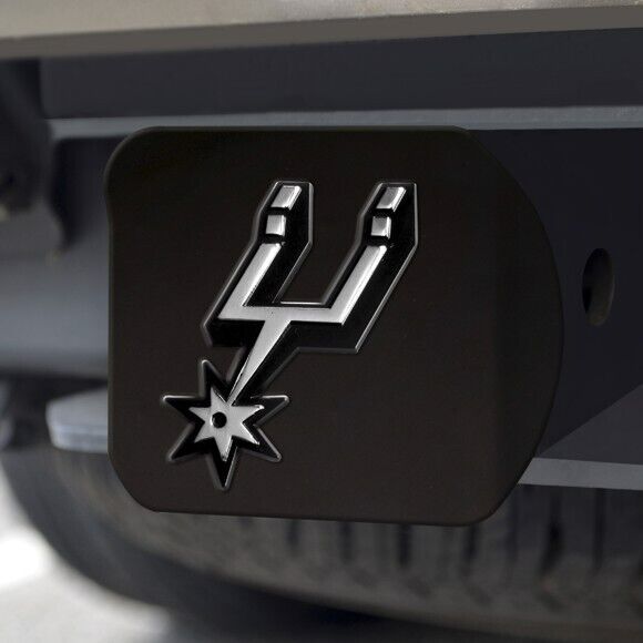 San Antonio Spurs Hitch Cover - Heavy Duty Black - 3.4" x 4"