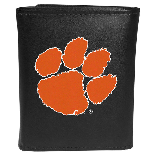 Clemson Tigers Leather Tri-fold Wallet Large Logo