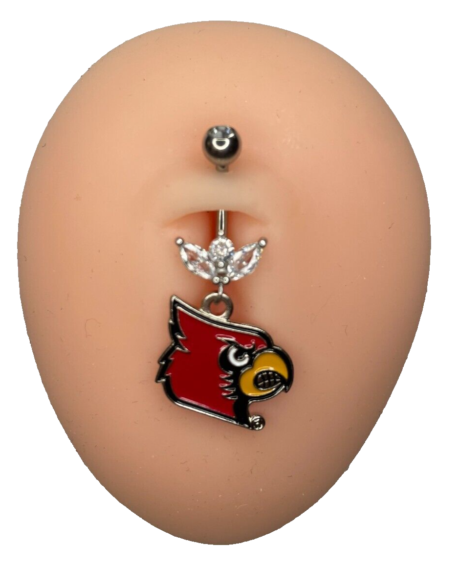 Louisville Cardinals Steel Ring Marquise Sprout Belly Piercing  Hypoallergenic