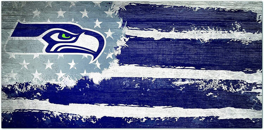 Seattle Seahawks "Flag Themed" Wood Signs 6"x12"