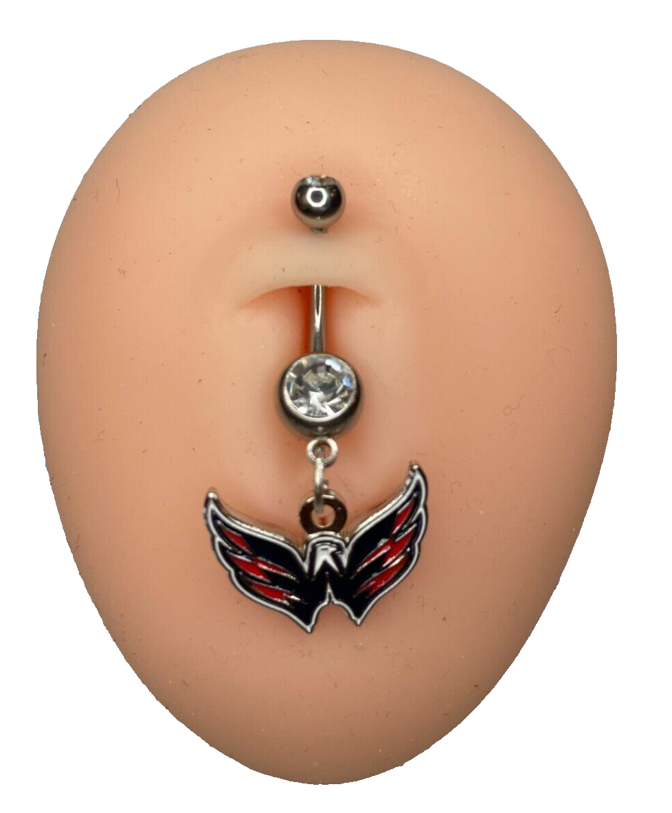 Washington Capitals Double Gem Surgical Steel Navel Ring Belly Piercing