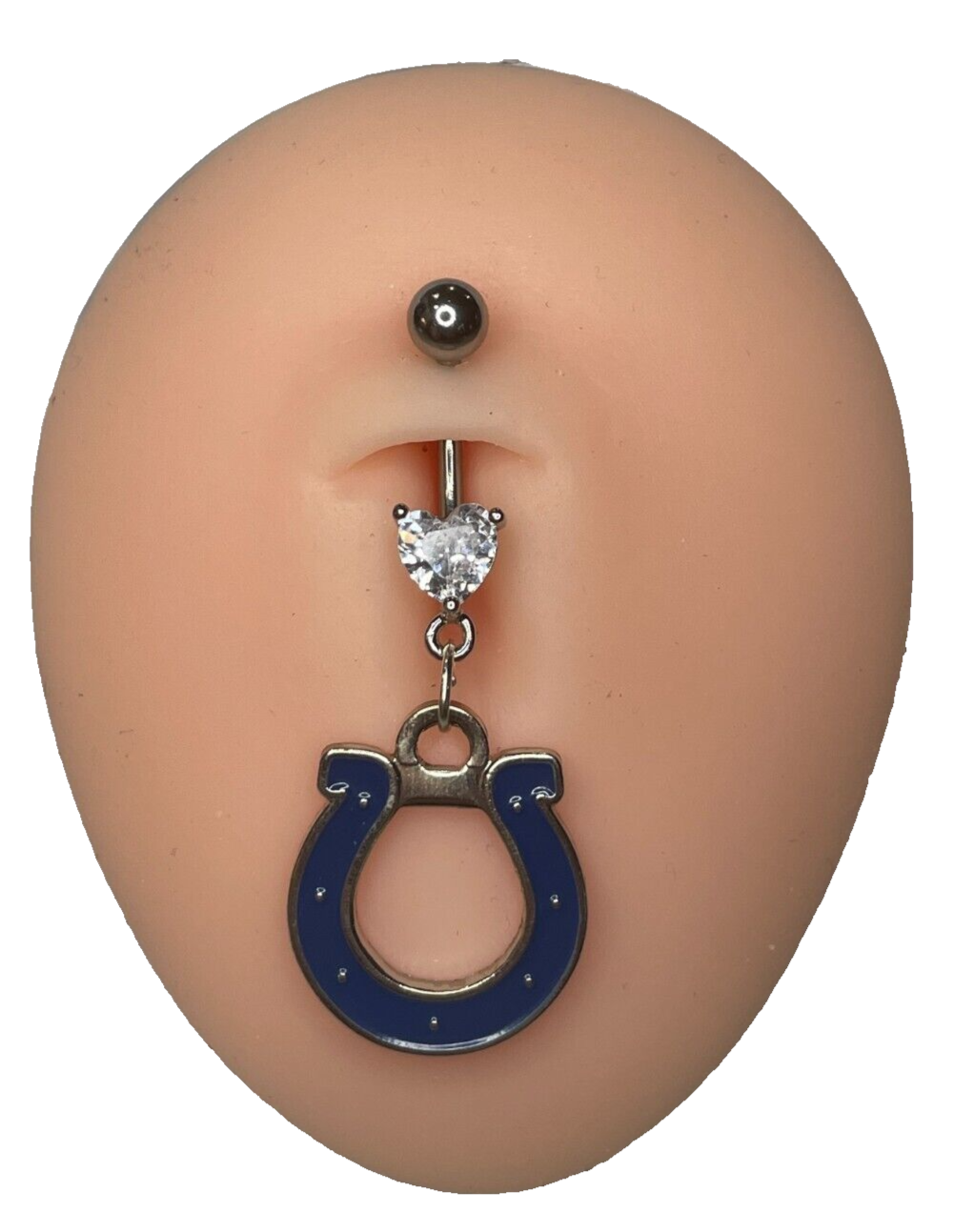 Indianapolis Colts Heart Navel CZ Ring Belly Piercing - Hypoallergenic