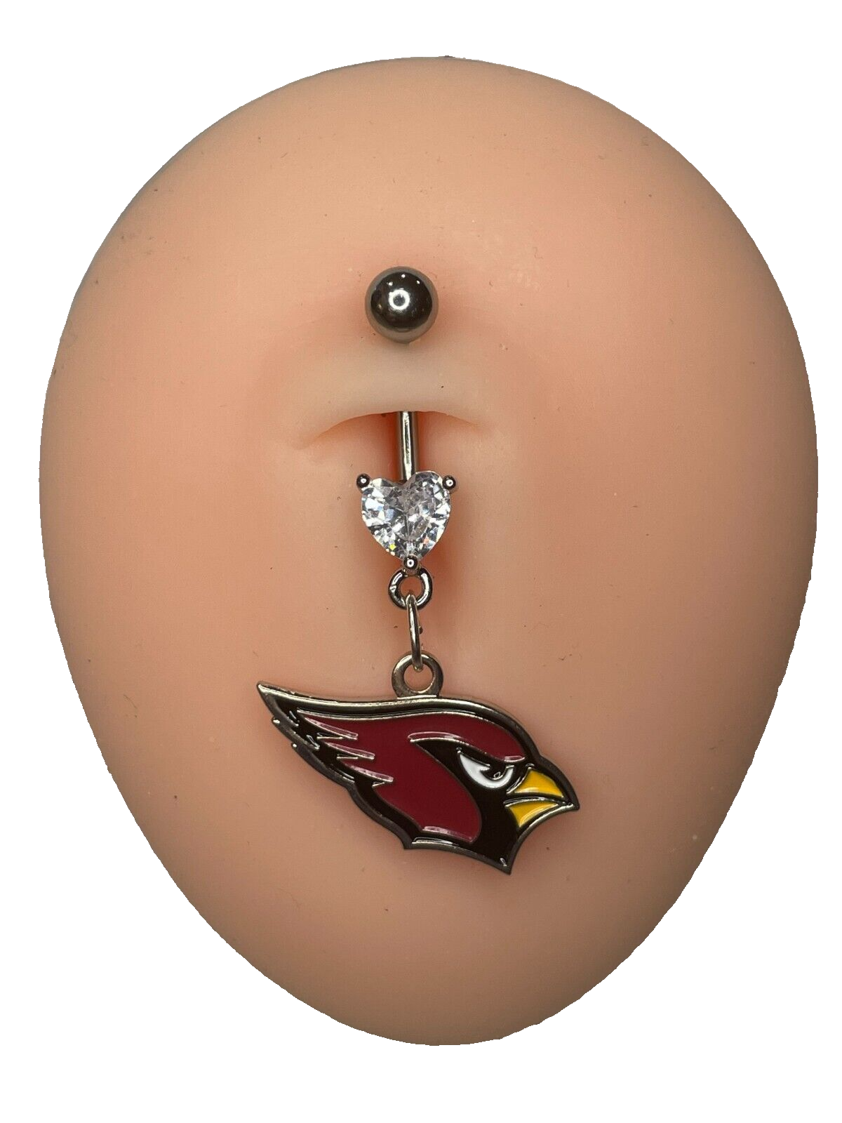 Arizona Cardinals Heart Navel CZ Ring Belly Piercing - Hypoallergenic