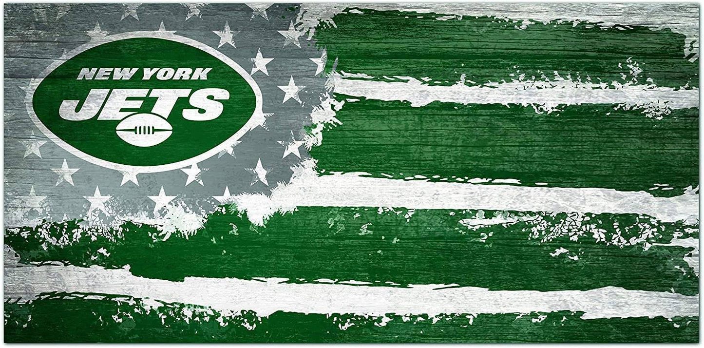 New York Jets "Flag Themed" Wood Signs 6"x12"